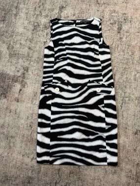 NWoT $228 Brooks Brothers Black & White Zebra Stipe Cotton Shift Dress, Size 0